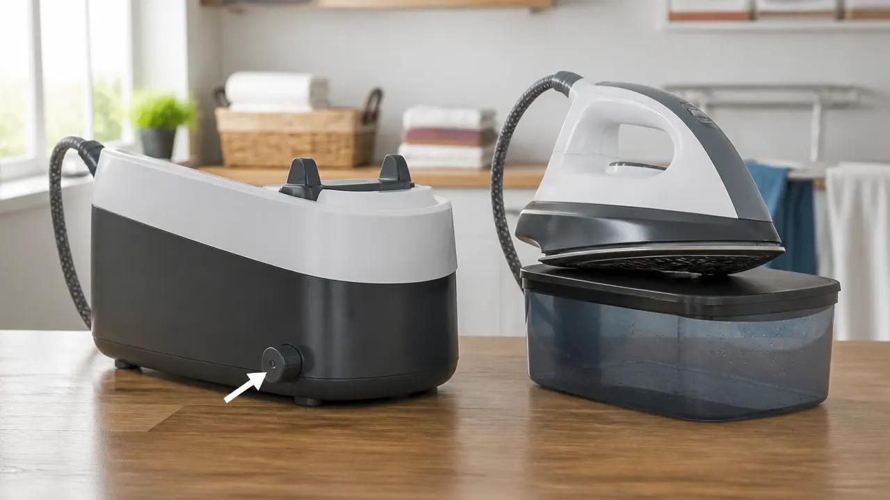 Bouchon Easy De-Calc et récipient Calc Clean sur deux centrales vapeur