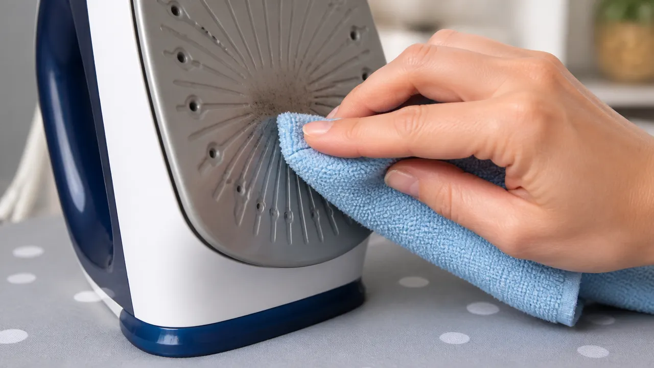 nettoyer-semelle-centrale-vapeur Semelle de centrale vapeur essuyée avec une microfibre humide