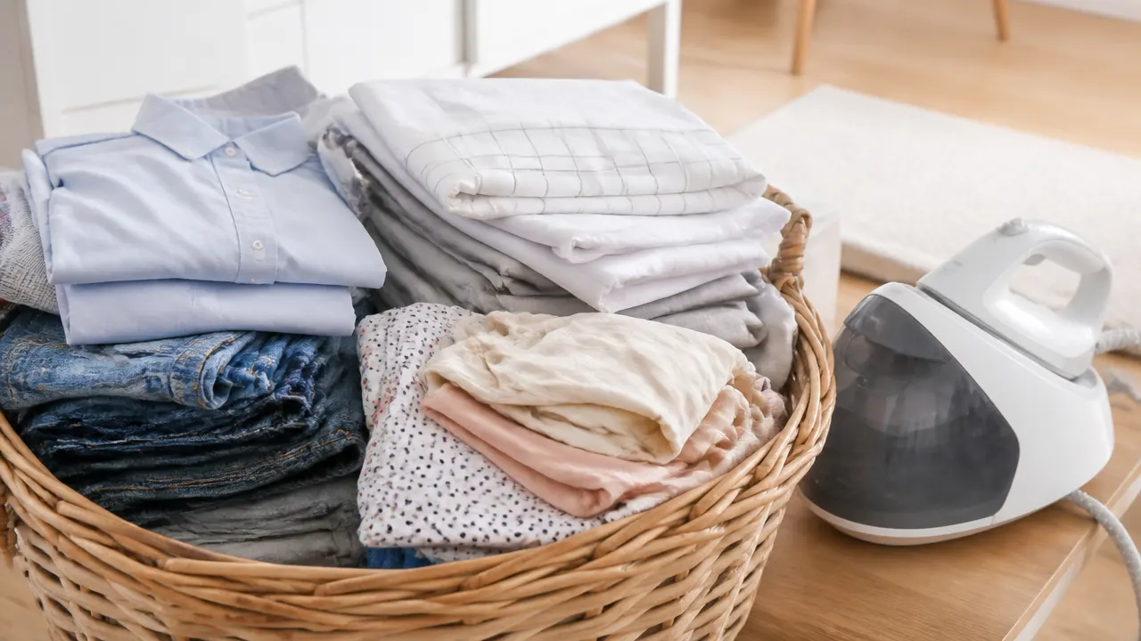 Panier de linge varié avant une longue séance de repassage