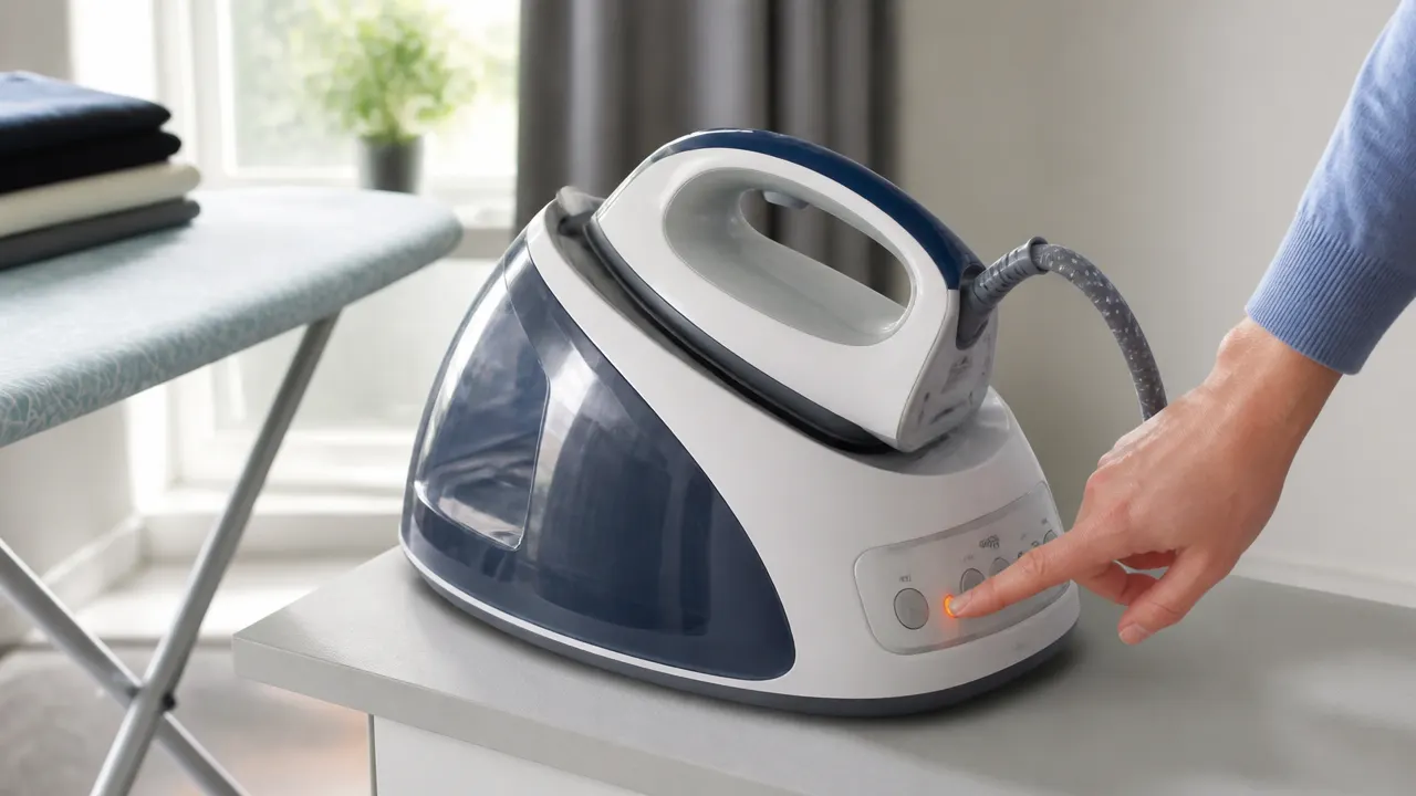 Centrale vapeur avec un voyant lumineux qui clignote
